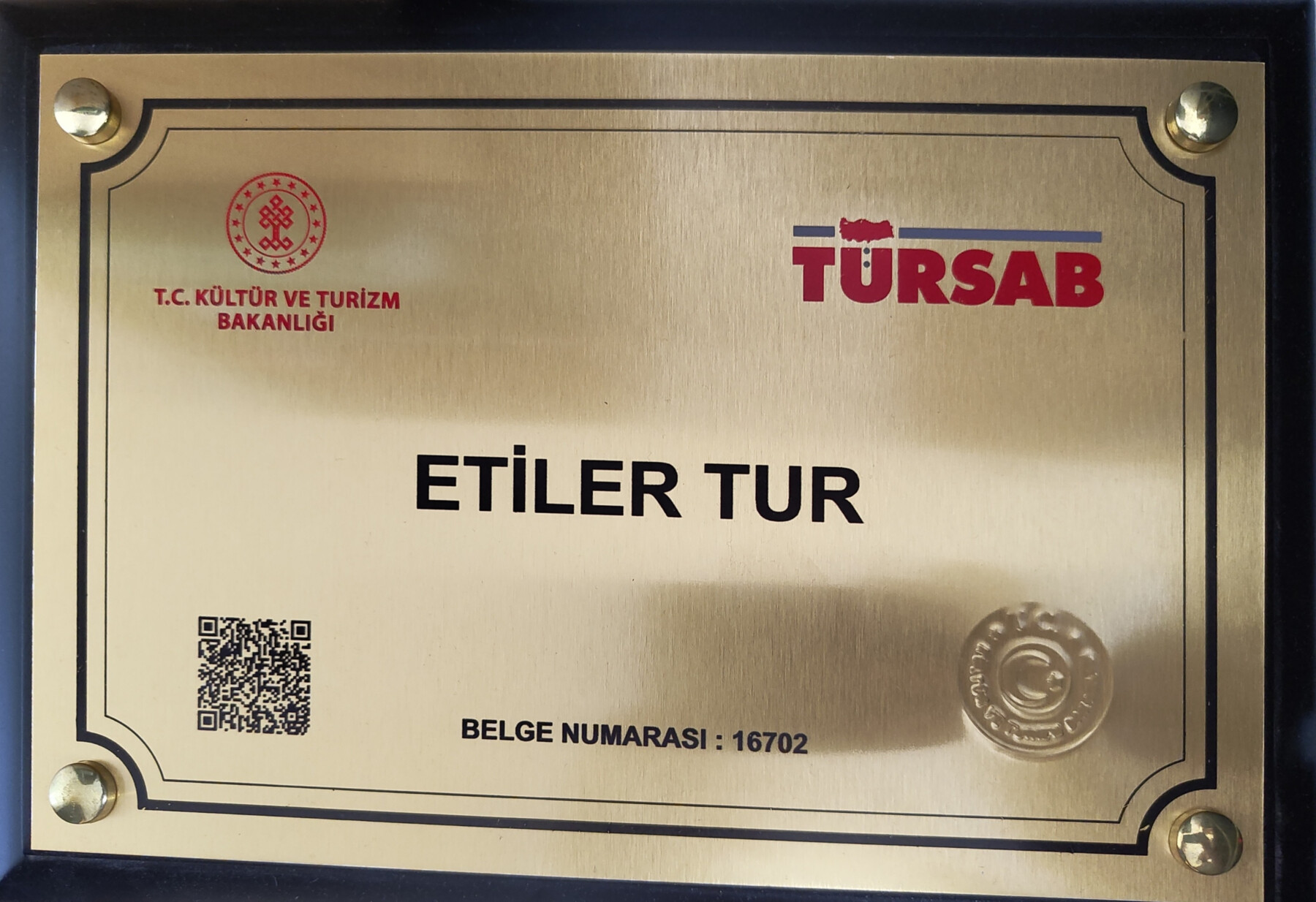 Etiller Tur TÜRSAB Certificate No 16702